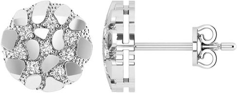 925 Sterling Silver 0.15 CT Natural Round Diamond Circular Nugget Earring in Saudi Arabia
