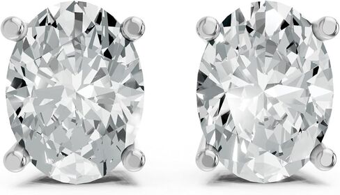 Oval Shape Diamond Stud Earrings [Custom 925 Silver] Certified 0.10CT Lab-Grown Diamond Studs |4-Prong Push-Back Design| Elegant Earrings for Women | Women’s Jewelry in Saudi Arabia