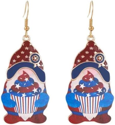 American 4th of July Dangle Earrings for Women | Martini Firework Bow Cherry Earrings | 250th Anniversary Independence Day Patriotic Jewelry in Saudi Arabia