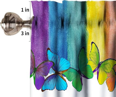 Butterfly Rainbow Window Valance,Cartoon Watercolor Butterfly Romantic Bedroom Living Room Kitchen Window Treatments 54X18in,1 Piece in Saudi Arabia