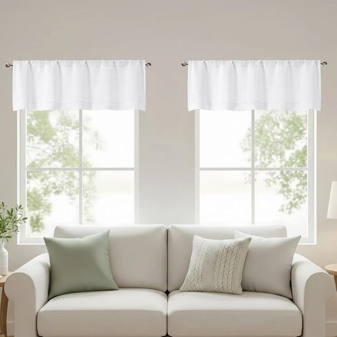 Chyhomenyc Kitchen Curtains 24 Inch Length - Light Filtering Faux Linen Textured Half Window Cafe Curtains, Thick Rod Pocket Short Curtain for Cabinet Bathroom Basement, 30Wx36L, 2 Pieces, Linen Color in Kuwait