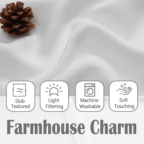 Chyhomenyc Kitchen Curtains 24 Inch Length - Light Filtering Faux Linen Textured Half Window Cafe Curtains, Thick Rod Pocket Short Curtain for Cabinet Bathroom Basement, 30Wx36L, 2 Pieces, Linen Color in Kuwait