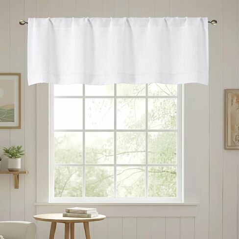 Chyhomenyc Kitchen Curtains 24 Inch Length - Light Filtering Faux Linen Textured Half Window Cafe Curtains, Thick Rod Pocket Short Curtain for Cabinet Bathroom Basement, 30Wx36L, 2 Pieces, Linen Color in Kuwait