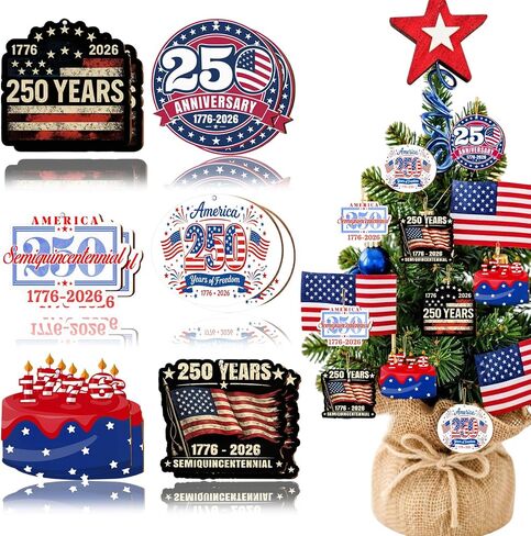 12Pcs 4th of July Ornaments for Tree Red Blue White Star Heart American Flag Hanging Ornaments Cake Hat USA Hanging Decorations Happy Fourth of July Decorations for American Anniversary Party Decor in Saudi Arabia