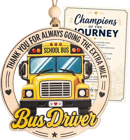 Bus Driver Gifts - Bus Driver Appreciation Gifts with Card - Thank You Gift for Back to School/College - First Day of School - End of Year or Retirement - Car, Window, Tree Hanging for Ornament in Saudi Arabia