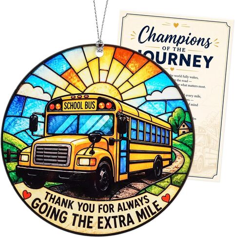 Bus Driver Gifts - Bus Driver Appreciation Gifts with Card - Thank You Gift for Back to School/College - First Day of School - End of Year or Retirement - Car, Window, Tree Hanging for Ornament in Kuwait