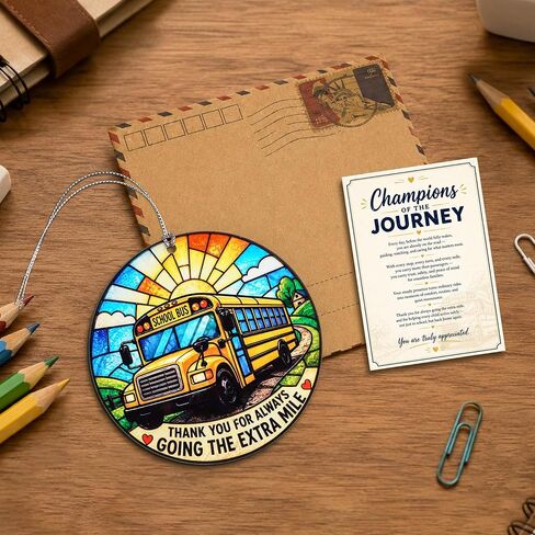 Bus Driver Gifts - Bus Driver Appreciation Gifts with Card - Thank You Gift for Back to School/College - First Day of School - End of Year or Retirement - Car, Window, Tree Hanging for Ornament in Kuwait