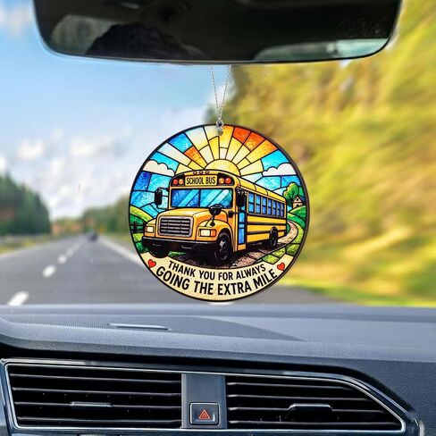 Bus Driver Gifts - Bus Driver Appreciation Gifts with Card - Thank You Gift for Back to School/College - First Day of School - End of Year or Retirement - Car, Window, Tree Hanging for Ornament in Kuwait