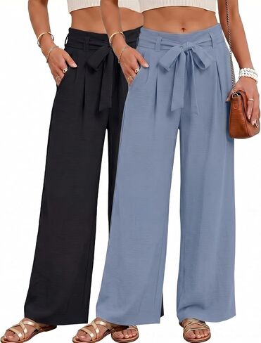 Coume Womens Wide Leg Palazzo Pants High Waist Dressy Trousers with Pockets Business Casual Loose Pants Work 2026 Summer in Kuwait