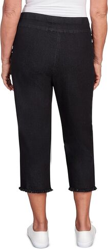 Alfred Dunner Women's Super Stretch Denim Fringe Capri Pant in Kuwait