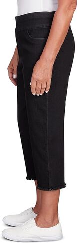 Alfred Dunner Women's Super Stretch Denim Fringe Capri Pant in Kuwait