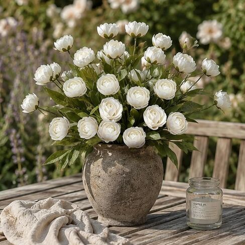 8 Pcs Faux Peonies Artificial Flowers, 27" Long Stem Silk Fake Flowers for Vase, Artificial Peony Bouquet with 24 Bloom Heads for Wedding Centerpieces, Tall Vase Fillers, Home Decor in Kuwait
