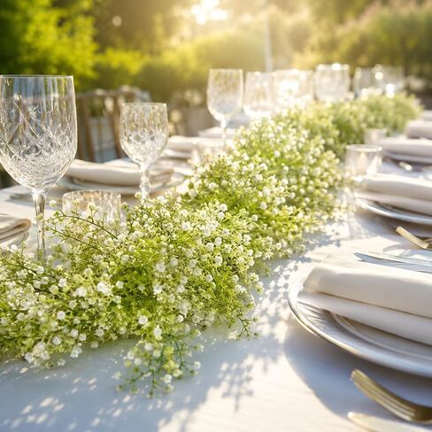RAINFLOW 2PCS 5.8Ft Baby's Breath Artificial Flowers - Fake Hanging Vine Garland, Faux Babys Breath Bulk Vines for Wedding Arch Party Fireplace Stairs Backdrop Decor in Kuwait