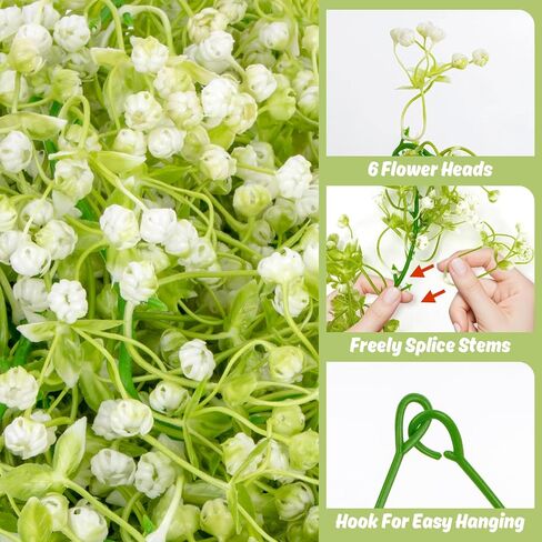 RAINFLOW 2PCS 5.8Ft Baby's Breath Artificial Flowers - Fake Hanging Vine Garland, Faux Babys Breath Bulk Vines for Wedding Arch Party Fireplace Stairs Backdrop Decor in Kuwait