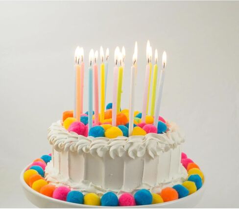 Party Partners 16-Count Deluxe Birthday Candles, 4.75" Tall, Pastel Glitter Rainbow in Saudi Arabia