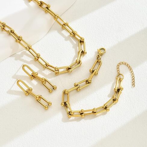 18K Gold Plated Chain Link Bracelet, Adjustable Length, Ball Accent Design in Saudi Arabia