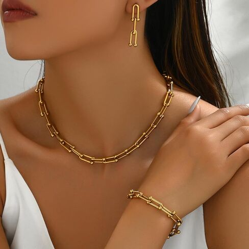 18K Gold Plated Chain Link Bracelet, Adjustable Length, Ball Accent Design in Saudi Arabia