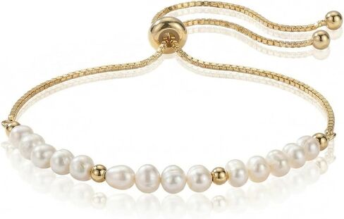 Pearl Bracelet for Women Adjustable Gold Dainty Baroque Chain Jewelry Elegant Stylish Fashion Accessory Minimalist Unique in Saudi Arabia