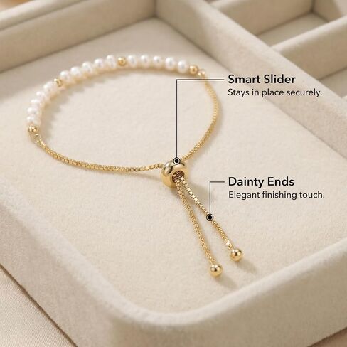 Pearl Bracelet for Women Adjustable Gold Dainty Baroque Chain Jewelry Elegant Stylish Fashion Accessory Minimalist Unique in Saudi Arabia