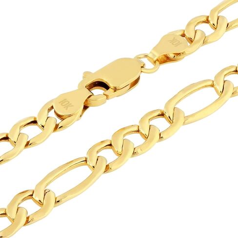 Nuragold 10k Real Yellow Gold Figaro Link 5.5mm Chain Bracelet (7"-9") Italian Jewelry for Men & Women in Kuwait