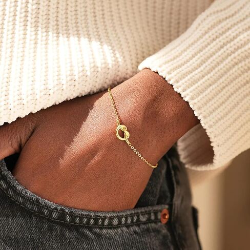 Love Knot Heart Bracelet for Women 925 Sterling Silver Mother Daughter Friendship Bracelets 14K Gold Plated Bracelets Jewelry Birthday Gifts in Saudi Arabia