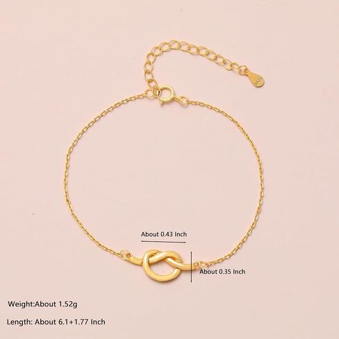 Love Knot Heart Bracelet for Women 925 Sterling Silver Mother Daughter Friendship Bracelets 14K Gold Plated Bracelets Jewelry Birthday Gifts in Saudi Arabia