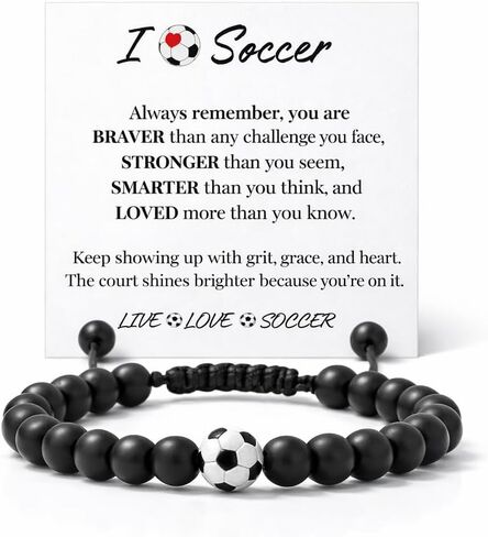VIY Personal Card Soccer bracelet, Soccer gifts for team, Senior night gifts for players, lovers, coach, daughter, mom, friends, team gift in Kuwait