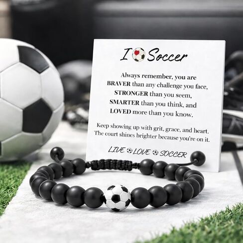 VIY Personal Card Soccer bracelet, Soccer gifts for team, Senior night gifts for players, lovers, coach, daughter, mom, friends, team gift in Kuwait
