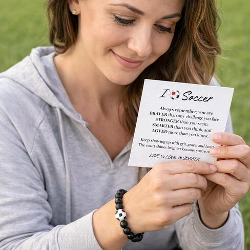 VIY Personal Card Soccer bracelet, Soccer gifts for team, Senior night gifts for players, lovers, coach, daughter, mom, friends, team gift in Kuwait