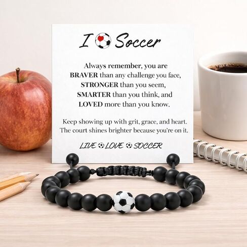 VIY Personal Card Soccer bracelet, Soccer gifts for team, Senior night gifts for players, lovers, coach, daughter, mom, friends, team gift in Kuwait