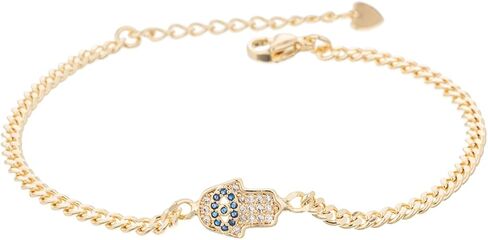 Gold Evil Eye Hamsa Hand Bracelet Dainty 14K White Gold Plated Link Bracelets for Women Non Tarnish in Saudi Arabia