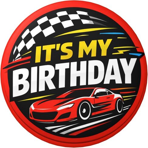 It’s My Birthday Pin – Racing Car Happy Birthday Button Badge, Red Black Party Photo Booth Prop for Race Day, Speed Theme & Motorsport Birthday Party Decor, 2.25 Inch in Saudi Arabia