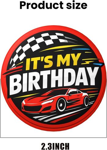 It’s My Birthday Pin – Racing Car Happy Birthday Button Badge, Red Black Party Photo Booth Prop for Race Day, Speed Theme & Motorsport Birthday Party Decor, 2.25 Inch in Saudi Arabia