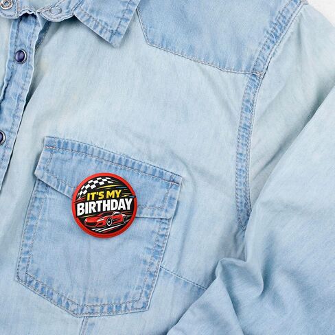 It’s My Birthday Pin – Racing Car Happy Birthday Button Badge, Red Black Party Photo Booth Prop for Race Day, Speed Theme & Motorsport Birthday Party Decor, 2.25 Inch in Saudi Arabia