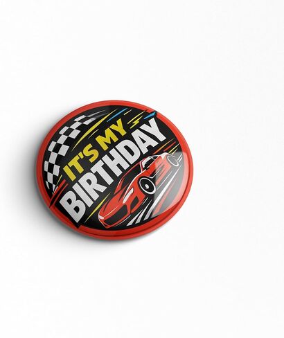 It’s My Birthday Pin – Racing Car Happy Birthday Button Badge, Red Black Party Photo Booth Prop for Race Day, Speed Theme & Motorsport Birthday Party Decor, 2.25 Inch in Saudi Arabia