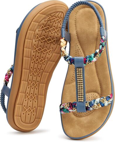 Womens Dressy Flat Sandals: Breathable & Non-slip Outsole for Daily Outings - Elastic Strap & Soft Insole for All-Day Comfort in Summer in Kuwait
