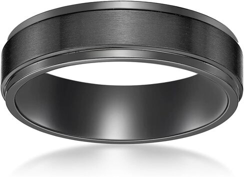 Metro Jewelry Black Zirconium Classic Flat Edge Band Ring for Men - 8 MM Wide Ring - Anniversary Band Size 7 to 12 in Kuwait