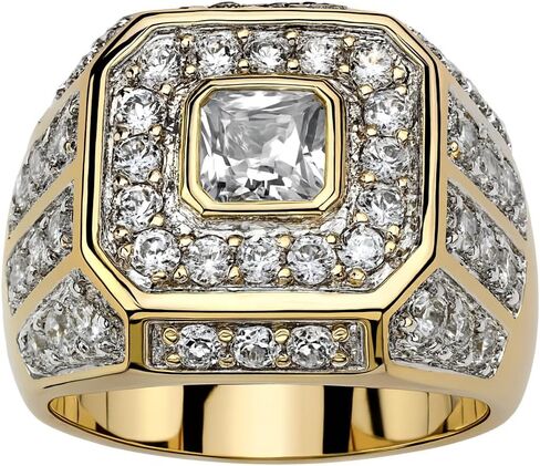 SUPAC Men's Party Ring with Rhinestone Gems: Alloy-crafted, Silver-Plated for Exquisite Shine - the Ideal Hip-Hop Style Accessory for Social Events & Daily Wear (8), Gold in Saudi Arabia