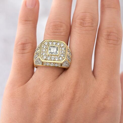 SUPAC Men's Party Ring with Rhinestone Gems: Alloy-crafted, Silver-Plated for Exquisite Shine - the Ideal Hip-Hop Style Accessory for Social Events & Daily Wear (8), Gold in Saudi Arabia