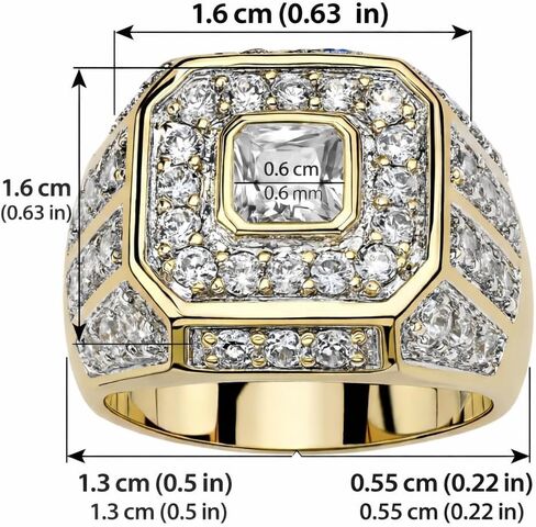 SUPAC Men's Party Ring with Rhinestone Gems: Alloy-crafted, Silver-Plated for Exquisite Shine - the Ideal Hip-Hop Style Accessory for Social Events & Daily Wear (8), Gold in Saudi Arabia
