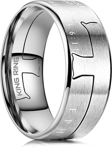 King Ring 9mm Cross Rings – Wide Christian and Catholic Rings For Men & Women – Designed in USA in Saudi Arabia