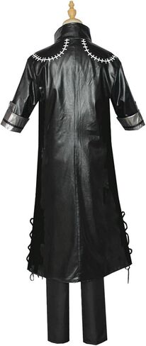 Black Leather Coat Cosplay Costume Set Long Jacket with Pants Shirt Gothic Stage Outfit for Halloween Men in Saudi Arabia