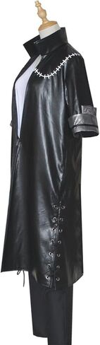 Black Leather Coat Cosplay Costume Set Long Jacket with Pants Shirt Gothic Stage Outfit for Halloween Men in Saudi Arabia