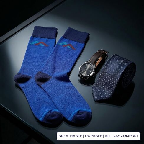 YUN 6-Pack Men’s Dress Socks – Premium Bamboo Rayon Crew Socks with Patterns, Durable & Breathable, Size 7-11 (US) in Saudi Arabia