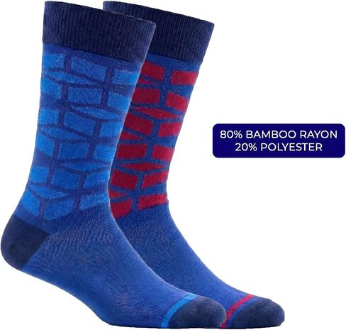 YUN 6-Pack Men’s Dress Socks – Premium Bamboo Rayon Crew Socks with Patterns, Durable & Breathable, Size 7-11 (US) in Saudi Arabia
