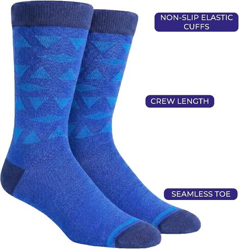YUN 6-Pack Men’s Dress Socks – Premium Bamboo Rayon Crew Socks with Patterns, Durable & Breathable, Size 7-11 (US) in Saudi Arabia