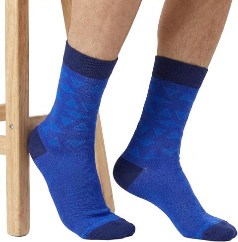 YUN 6-Pack Men’s Dress Socks – Premium Bamboo Rayon Crew Socks with Patterns, Durable & Breathable, Size 7-11 (US) in Saudi Arabia