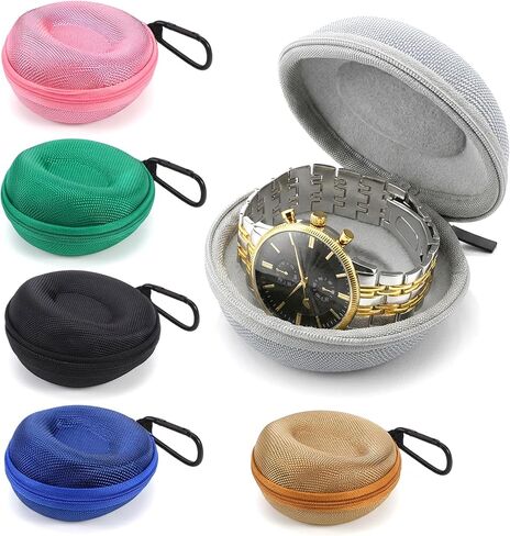 MAQUITA 6 Pack Travel Watch Cases Organizer, EVA Single Watch Storage Box, Portable Watches Roll Organizer for Men, Fits All Wristwatches Smart Watches Display for Travel Gym Gift (Multiple Colors) in Kuwait