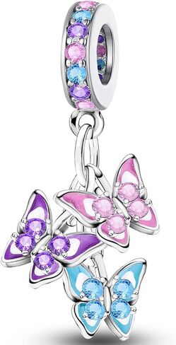 1pc 925 Silver Silver Charm Fashionable Colorful Butterfly for Women Bangles DIY And Daily Outfit Matching Jewelry Decoration For Women Gift For Mom in Kuwait