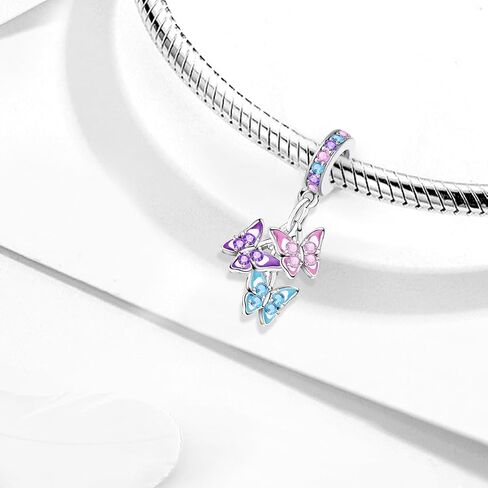 1pc 925 Silver Silver Charm Fashionable Colorful Butterfly for Women Bangles DIY And Daily Outfit Matching Jewelry Decoration For Women Gift For Mom in Kuwait